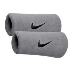 NIKE SWOOSH DOUBLE WIDE WRISTBAND GREY