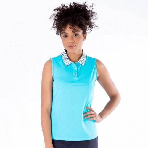NIVO SHAYLA SLEEVELESS POLO 1211134 AQUA LADIES 1 NIVO SHAYLA SLEEVELESS POLO 1211134 AQUA LADIES